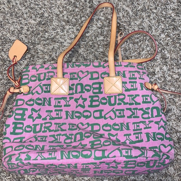 Dooney & Bourke Handbags - Dooney & Bourke Pink and Green Satchel Bag